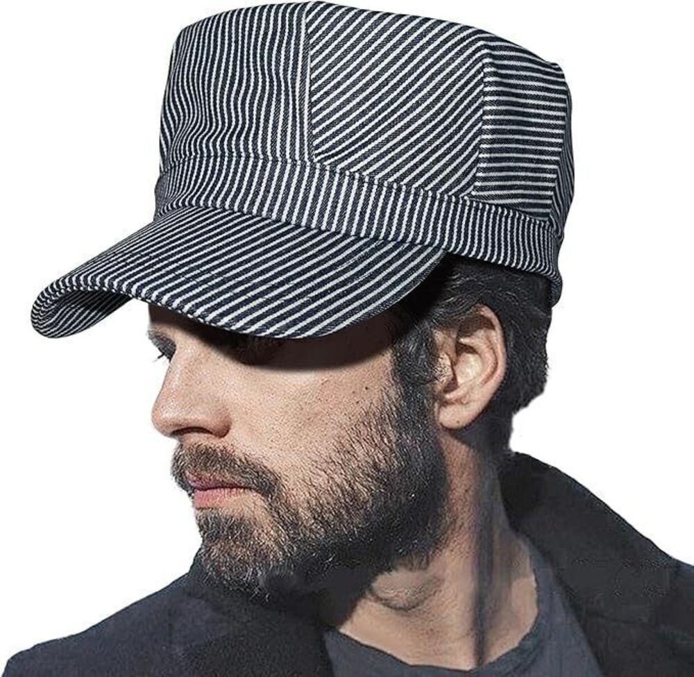3942 Railroad Engineer Train Conductor Adult Hat Blue and White
